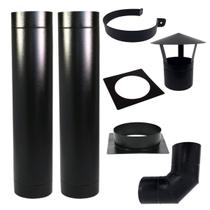 Kit cham preto 10pol 2M completo c/chapeu Chinês/curva 90