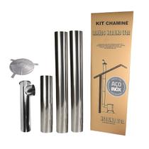 Kit Chaminé 2 Canos 1m + 1 Cano 50cm + Joelho + Chapéu Inox Ø 115mm Fogão Lenha - Nº2 Hedlund