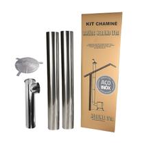 Kit Chaminé 2 Canos 1m + Joelho + Chapéu Inox Ø 115mm Fogão Lenha - Nº2 Hedlund