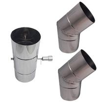 Kit Chaminé 2 Curva 45º Registro Damper 5 Polegadas Kit Chaminé 2 Curva 45º Registro Damper 5 Polegadas