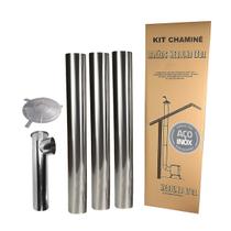 Kit Chaminé 3 Canos 1m + Joelho + Chapéu Inox Ø 110mm Fogão Lenha - Nº1 Hedlund