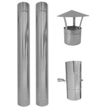 Kit Chaminé 5 Polegadas Inox 304 Dutos, Registros E Chapéu