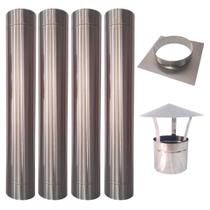 Kit chaminé 7pol inox 304 4M C/ adaptador e chapeu Chinês