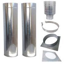 Kit Chaminé 8Pol 2M Chapeu Canhão Adapta/Acabam/Abraçadei Kit Chaminé 8Pol 2M Chapeu Canhão Adapta/Acabam/Abraçadei