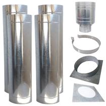 Kit Chaminé 8Pol 4M Chapeu Canhão Adapta/Acabam/Abraçadei Kit Chaminé 8Pol 4M Chapeu Canhão Adapta/Acabam/Abraçadei