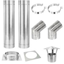 Kit Chaminé Completo 6 Inox 430 2m Churrasqueira Fogão