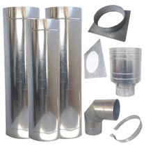 Kit Chaminé Galv 8Pol Completo 3M Chapeu Canhão/Curva 90