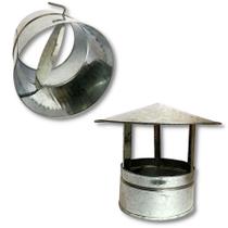 Kit Chaminé Para Churrasqueira Fogão a Lenha 2 Peças Pré Moldada 150mm Galvanizada Tubo Duto