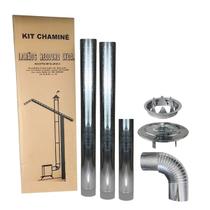 Kit Chaminé Para Fogão A Lenha 2 Canos 1m + 1 Cano 50cm + Joelho 90º + Chapéu + Anel Galvanizado 110mm Nº1 - Hedlund