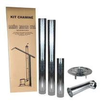 Kit Chaminé Para Fogão A Lenha 2 Canos 1m + 1 Cano 50cm + Joelho + Chapéu Galvanizado 120mm Nº3 - Hedlund