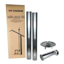 Kit Chaminé Para Fogão A Lenha 2 Canos 1m + Joelho + Chapéu Galvanizado 120mm Nº3 - Hedlund
