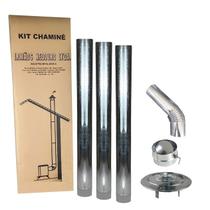Kit Chaminé Para Fogão A Lenha 3 Canos 1m + Curva 45º + Chapéu + Anel Borboleta Galvanizado 115mm Nº2 - Hedlund