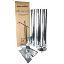 Kit Chaminé Para Fogão A Lenha 3 Canos 1m + Joelho 90º + Chapéu + Telha Portuguesa - Hedlund