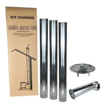Kit Chaminé Para Fogão A Lenha 3 Canos 1m + Joelho + Chapéu Galvanizado 120mm Nº2 - Hedlund