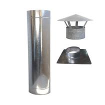 Kit Chaminé Tubo 1m 7 Pol Galvanizado Chinês Adaptador Kit Chaminé Tubo 1m 7 Pol Galvanizado Chinês Adaptador
