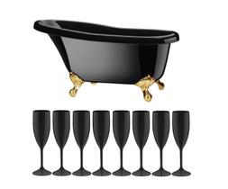 Kit Champanheira Grande Banheira Para 8 Garrafas + 8 Taças