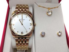 Kit Champion Relógio Feminino Dourado Colar e Brinco CN25341W Kit Champion Relógio Feminino Dourado Colar e Brinco CN25341W