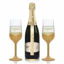 Kit Chandon Reserve Brut 750 ml + 2 Taças douradas Personalizadas