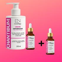 KIT CHANTYBUM para dexar o BUMBUM lisinho, durinho e sem foliculite 2 Séruns CLARESKIN clareadores de axilias, virilas e partes íntimas PH FEMININO