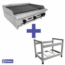 Kit Chapa Char Broiler Em Inox Venâncio 120Cm a Gás Profissional Para Restaurante + Cavalete Bancada