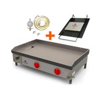 Kit - Chapa Lanche Bifeteira A Gás Pr-800g + Prensa Pão + Kit Gás - Progás