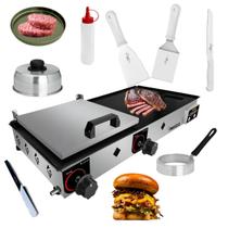 Kit Chapa Prensa 70x30 Pra Fazer Lanche Porção Hotdog + utensílios
