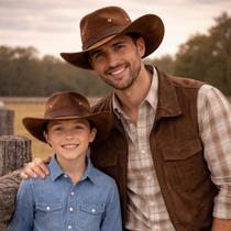 Kit Chapéu Adulto e Infantil Country Rodeio Cowboy - Kit Chapéu Adulto e Infantil Country Rodeio Cowboy -