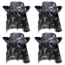 Kit Chapéu Australiano Camuflado Cinza Mata C/ Protetor 4 Un - GARCIA CHAPEUS