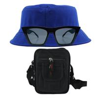 Kit Chapéu Bucket, Bolsa Pochete Shoulder E Oculos De Sol - MD-10