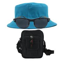 Kit Chapéu Bucket, Bolsa Pochete Shoulder E Oculos De Sol - MD-13