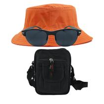 Kit Chapéu Bucket, Bolsa Pochete Shoulder E Oculos De Sol - MD-13
