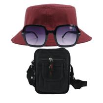 Kit Chapéu Bucket, Bolsa Pochete Shoulder E Oculos De Sol MD-14 - Odell Vendas OnLine