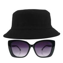 Kit Chapéu Bucket E Oculos De Sol Olho Gatinho Retrô - MD-07 Kit Chapéu Bucket E Oculos De Sol Olho Gatinho Retrô - MD-07