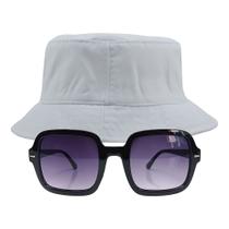 Kit Chapéu Bucket E Oculos De Sol Quadrado Lente Escura MD-14 Kit Chapéu Bucket E Oculos De Sol Quadrado Lente Escura MD-14