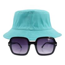 Kit Chapéu Bucket E Oculos De Sol Quadrado Lente Escura MD-14 Kit Chapéu Bucket E Oculos De Sol Quadrado Lente Escura MD-14