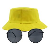 Kit Chapéu Bucket E Oculos De Sol Redondo Lente Escura MD-15 Kit Chapéu Bucket E Oculos De Sol Redondo Lente Escura MD-15