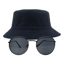 Kit Chapéu Bucket E Oculos De Sol Redondo Lente Escura MD-15 Kit Chapéu Bucket E Oculos De Sol Redondo Lente Escura MD-15