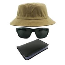 Kit Chapéu Bucket Hat, Óculos de Sol Retangular E Carteira MD-38 - Odell Vendas OnLine