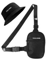 Kit Chapeu Bucket Preto + Shoulder Bag Mini Bolsa Lateral Masculina Alça SAQ Kit Chapeu Bucket Preto + Shoulder Bag Mini Bolsa Lateral Masculina Alça SAQ