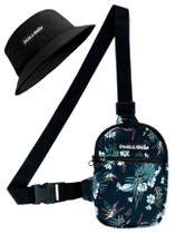 Kit Chapeu Bucket Preto + Shoulder Bag Mini Bolsa Lateral Masculina Pega a Visão Floral Lisa Kit Chapeu Bucket Preto + Shoulder Bag Mini Bolsa Lateral Masculina Pega a Visão Floral Lisa