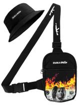 Kit Chapeu Bucket Preto + Shoulder Bag Mini Bolsa Lateral Masculina Pega Visão Fogo Dollar AK Kit Chapeu Bucket Preto + Shoulder Bag Mini Bolsa Lateral Masculina Pega Visão Fogo Dollar AK