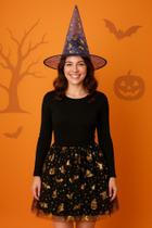 Kit Chapéu De Bruxa E Saia Tule Halloween Tamanho Unico