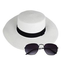 Kit Chapéu De Praia Paris Feminino Aba Média De Palha Com Fita Preta Para Praia E Óculos De Sol Hexagonal Proteção Uv400 Kit Chapéu De Praia Paris Feminino Aba Média De Palha Com Fita Preta Para Praia E Óculos De Sol Hexagonal Proteção Uv400