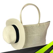 Kit Chapéu Palha + Bolsa Casual Praia Feminino ABA MÉDIA 989