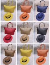 Kit Chapéu Panamá + Bolsa Colorido Fashionista Moda Verão Feminina Praia Piscina Kit Chapéu Panamá + Bolsa Colorido Fashionista Moda Verão Feminina Praia Piscina