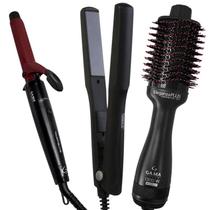 Kit Chapinha Prancha TAIFF Alisadora + Escova Secador 1300W + Modelador de Cachos GAMA