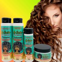 Kit Charmelle My Cachos Shampoo 400ml Condicionador 400g Máscara 300g Leave-in 200g