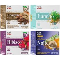 KIT Chás Gengibre, Cravo e Canela + Funcho + Hibisco + Sublime Noite - Chá mais