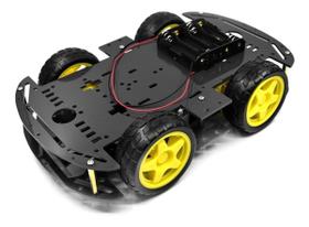 Kit Chassi, 4WD Carro Robô Segue Faixa, Carrinho Plataforma para Arduino Robotica 4 Rodas