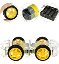 Kit Chassi Duplo 4wd Carro Robô Brinquedo Compatível Arduino Robótica